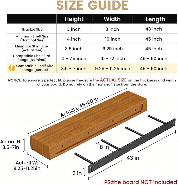 1 Pack Large Shelf Brackets Long Floating Shelf Bracket Invisible Floating - Image 2