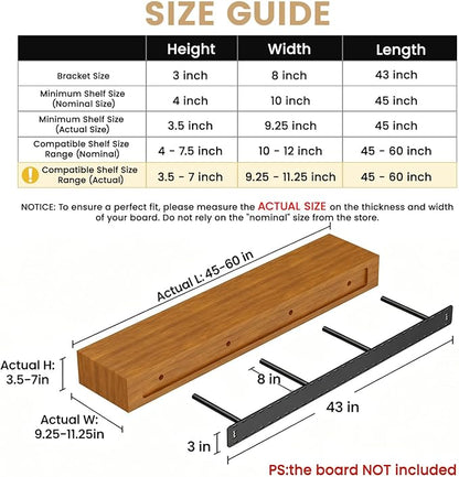 1 Pack Large Shelf Brackets Long Floating Shelf Bracket Invisible Floating - Image 2