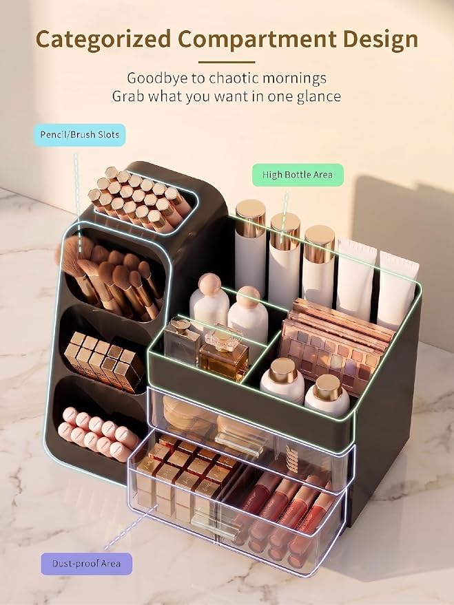 Booklov Makeup Organizer for Vanity, Large Capacity Cosmetic Display Case - Image 3