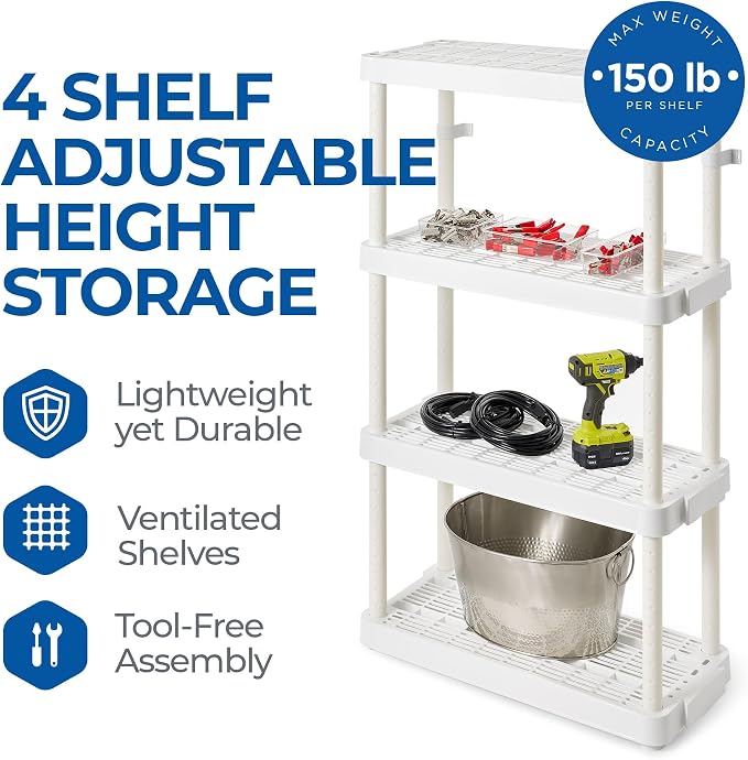 Gracious Living 4 Shelf Adjustable Height Medium Duty Storage Unit 14 x 32 x - Image 4