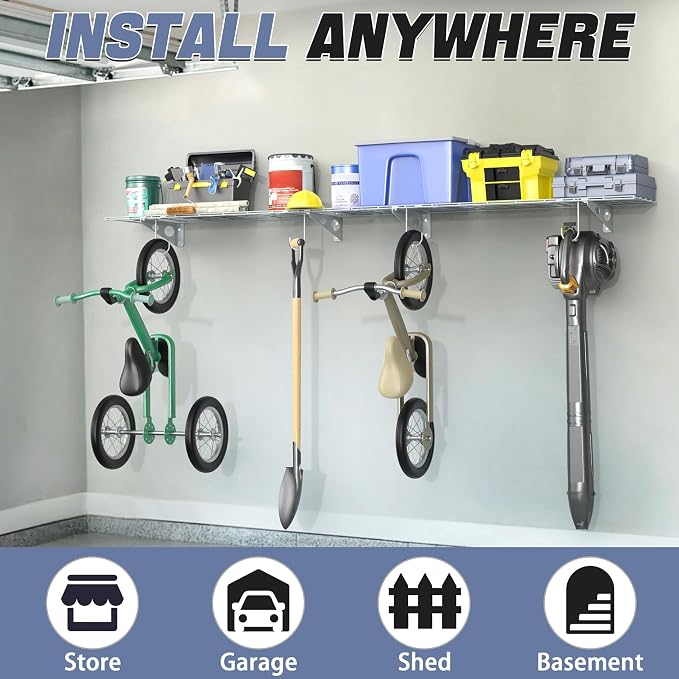 WALMANN 2-Pack Garage Wall Shelves, 1 x 4 ft/12 * 48 inch Wall Mounted Storage - Image 2