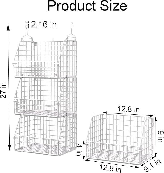 Hanging Closet Organizer and Storage, Clothes Hanging Shelves Wire Baskets - Image 6
