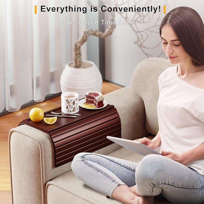 Bestjing Bamboo Sofa Armrest Tray Table - Image 7