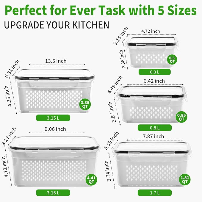 PRAKI 5-Pack Large Fruit Storage Containers - Image 3