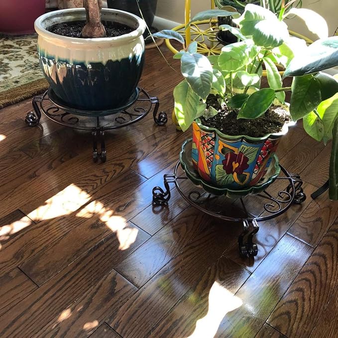 12"x3.1" Black Plant Stand for Flower Pot Heavy Duty Potted Holder Indoor - Image 8