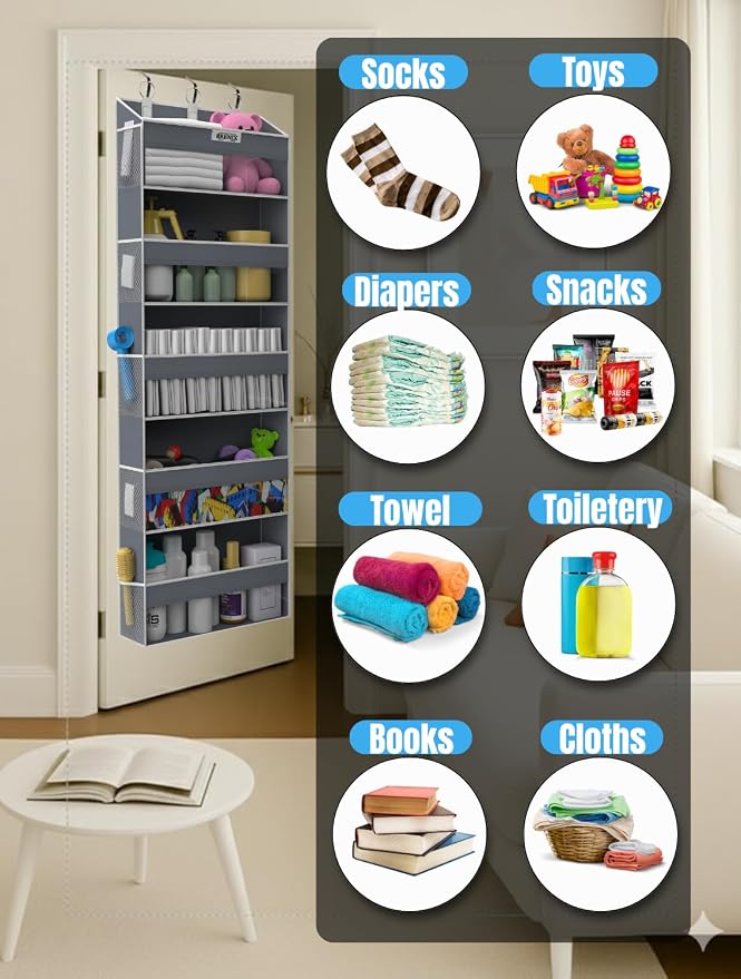 Over the Door Organizer with 5 Large Pockets & 10 Mesh Side Pockets – Durable - Image 5