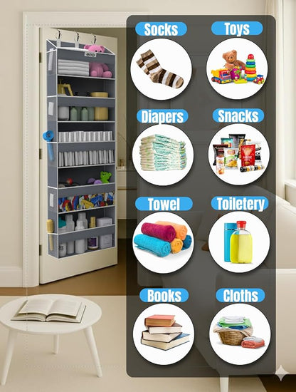 Over the Door Organizer with 5 Large Pockets & 10 Mesh Side Pockets – Durable - Image 5