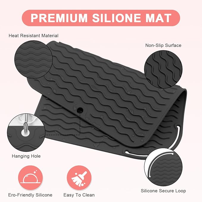 Plus Size Silicone Heat Resistant Mat, Portable Travel Hot Tools Pad Cover - Image 3