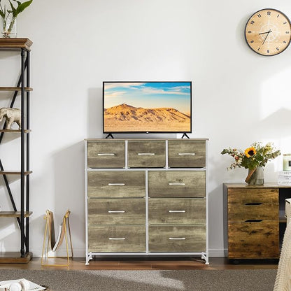 DUMOS 9 Drawer Dresser for Bedroom, Storage Organizer Chest of Drawers | Fabric - Image 2