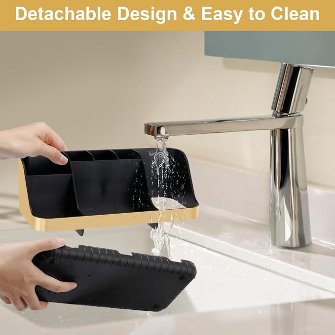 Gold Toothbrush Holders for Bathrooms Countertop Organizer - Image 3