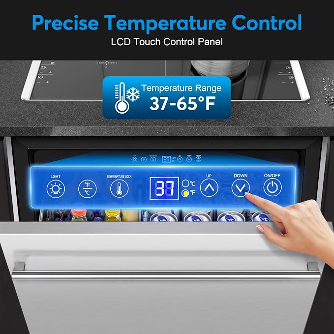 Under Counter Beverage Refrigerator 24 Inch, Outdoor Drawer Fridge Stainless - Image 2
