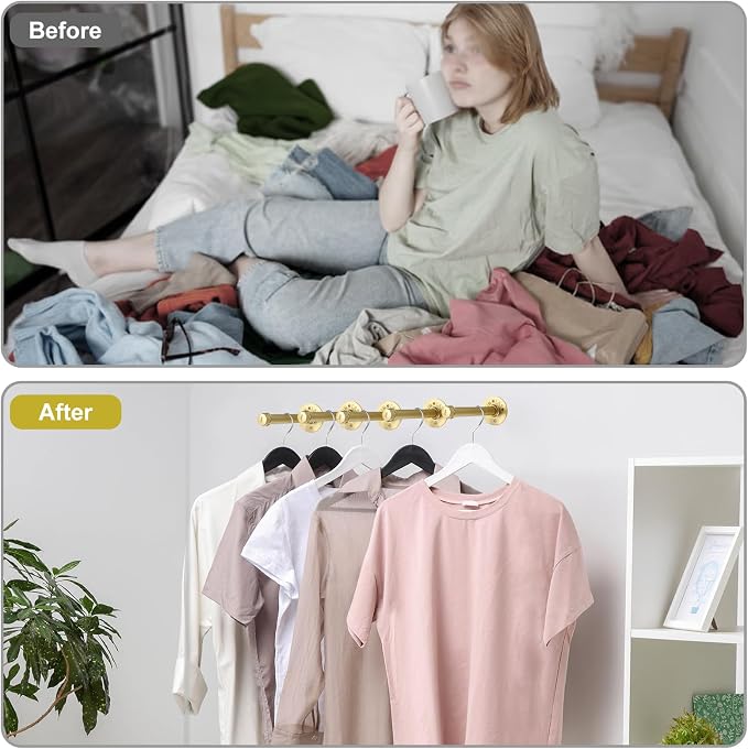 BTSKY 6 Pack Clothes Rack with Screws, 8 Inch Metal Industrial Pipe Clothes Bars - Image 7