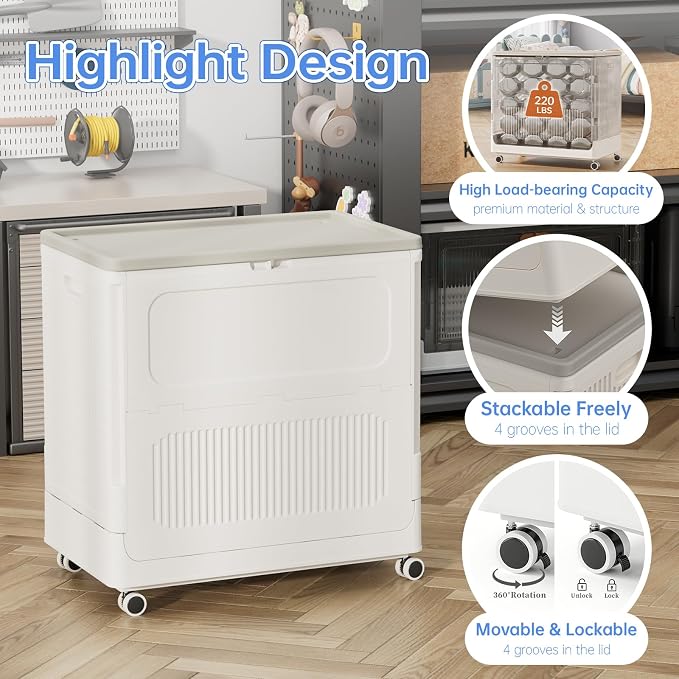 HAIXIN Large Storage Bin with Lid - 130QT Plastic Storage Box with Wheels - Image 8