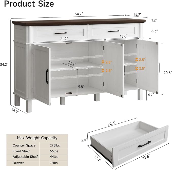 ONBRILL 55 Inch Buffet Cabinet - Image 2