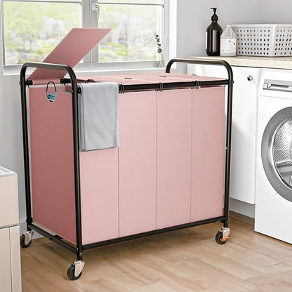Laundry Sorter 4 Sections 48 Gal, Rolling Laundry Basket by OLLDIDE