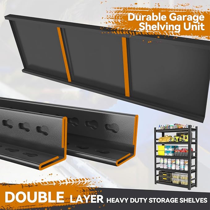 Metal Garage Shelving Heavy Duty, 5 Tier Shelving Unit Storage Shelves 2500LBS - Image 5