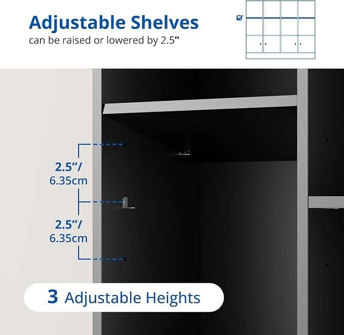 Cozy Castle Black Wood Bookcase, 12 Cube Storage Organizer Bookshelf - Image 7