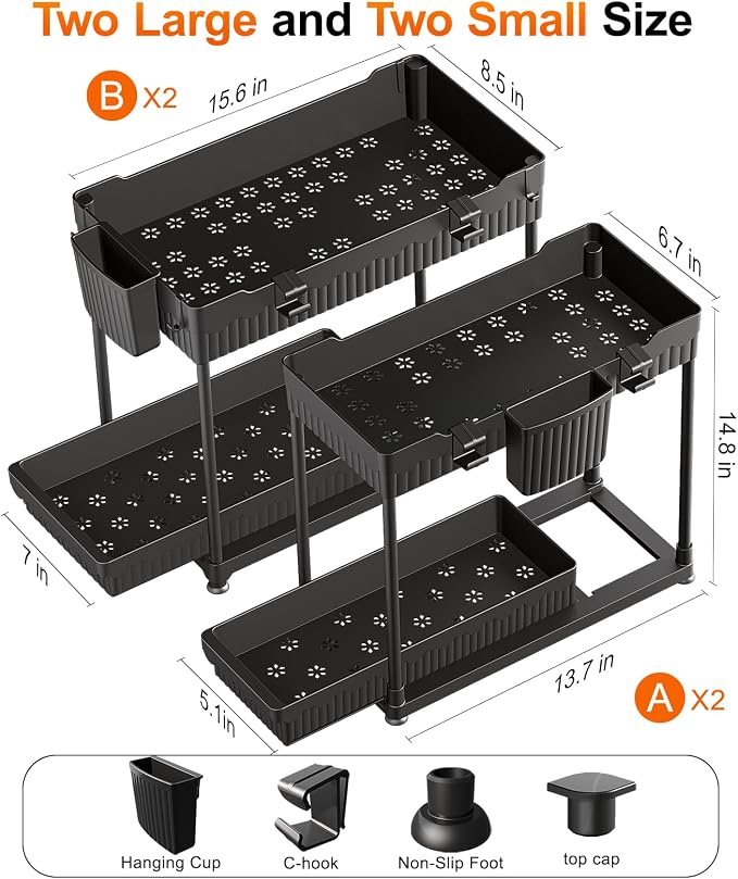 Sevenblue 4-Pack 2-Tier Under Sink Organizer - Image 2