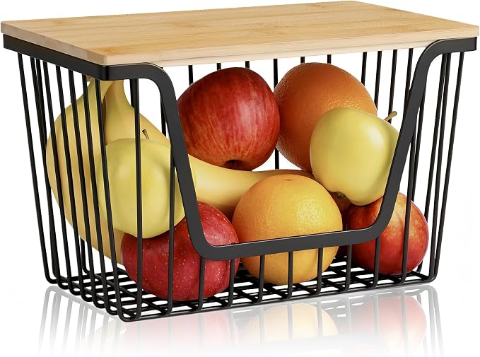 1 Pack Fruit Basket for Kitchen Counter, Stackable Pantry Organizers Storage by Snpwne