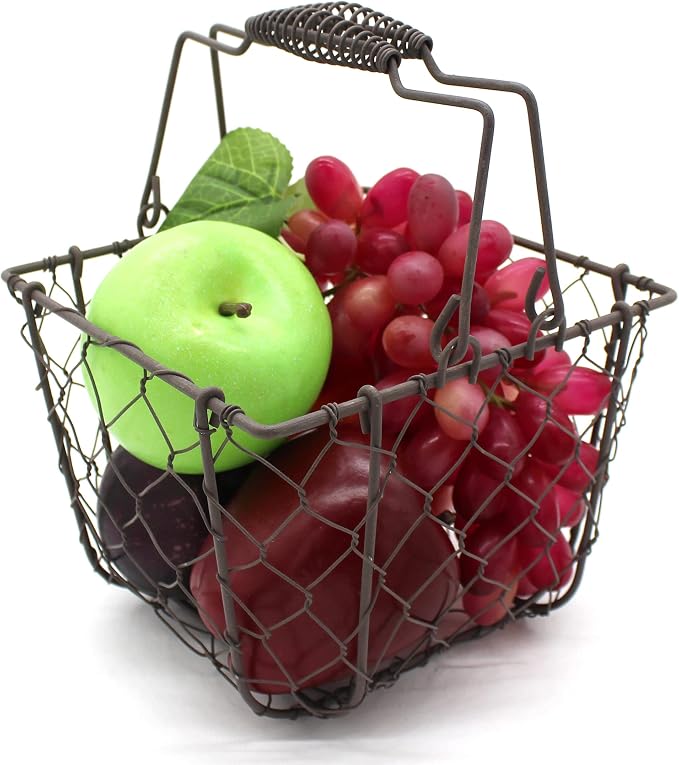 CVHOMEDECO. Square Chicken Wire Egg Basket Fruit Basket - Image 3