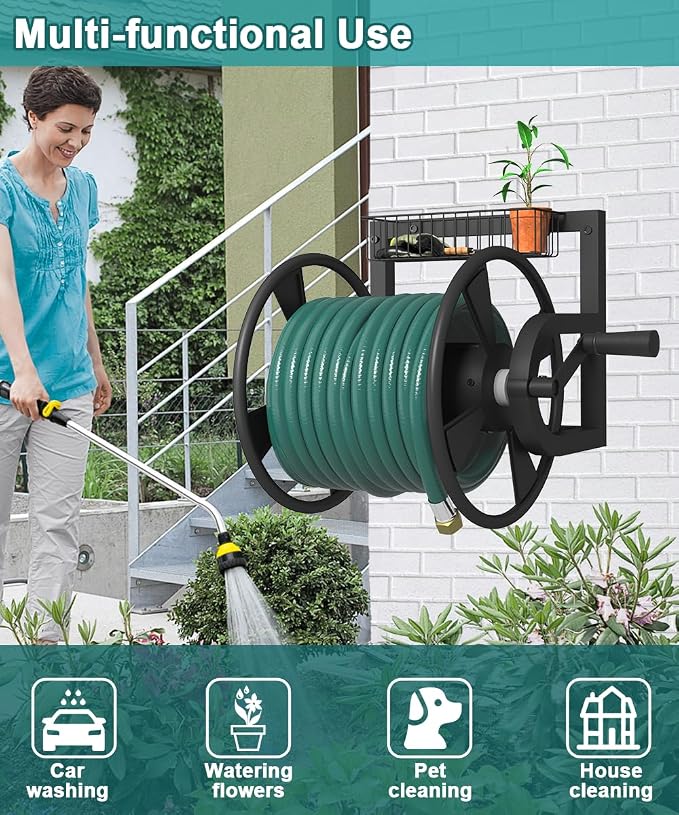 Artigarden Garden Wall Mounted Hose Reel, Outdoor Heavy-Duty Water Hose Holder - Image 7