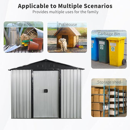 Outdoor Metal Storage Shed Window Ventilation Foundation Frame Waterproof - Image 5