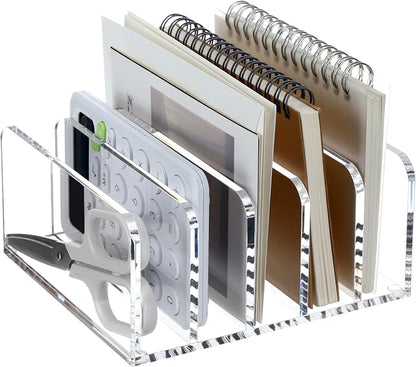 SANRUI Acrylic Desk File Organizer Holder, 5 Upright Clear Desktop Mails Sorter by SANRUI