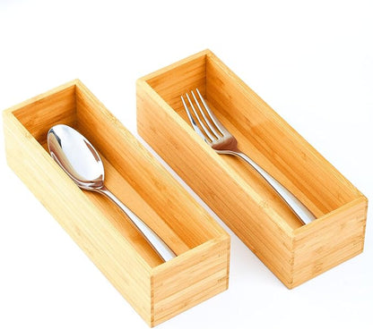 Umilife Bamboo Kitchen Drawer Organizer, Extra High Silverware Tray, Flatware by Umilife