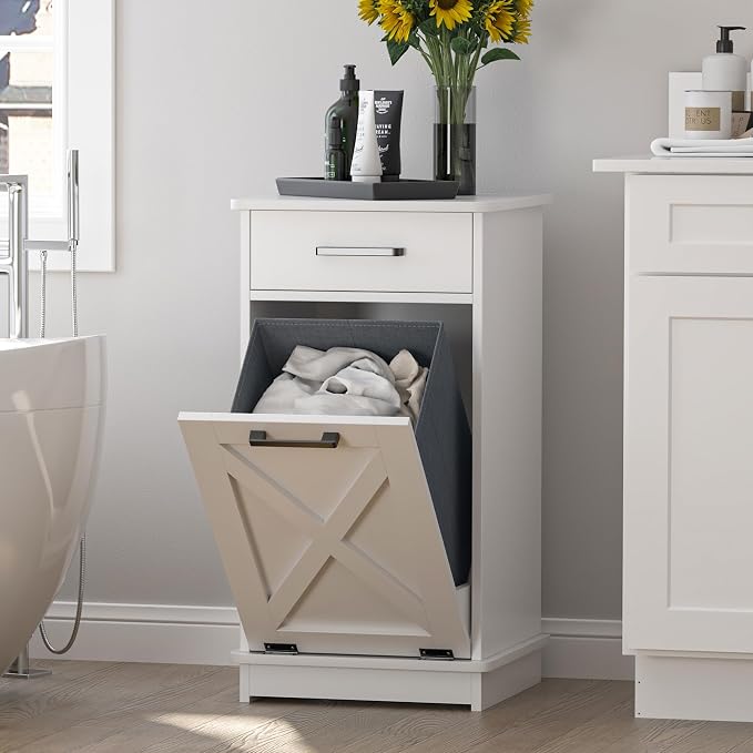 White Tilt Out Laundry Hamper Cabinet Hidden Laundry Hamper by Mepplzian