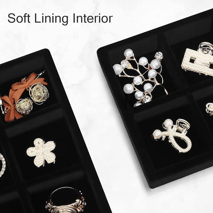 DesignSter Small Jewelry Tray-Ring Organizer 2PCS Premium Velvet Rings Earrings - Image 4