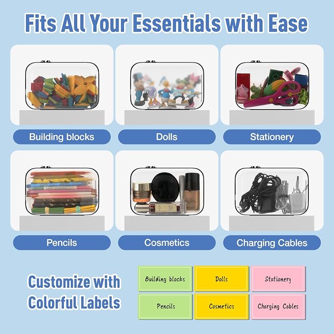 4Pcs Clear Hard Shell Zipper Case, BIiss Plastic Bins - Image 4