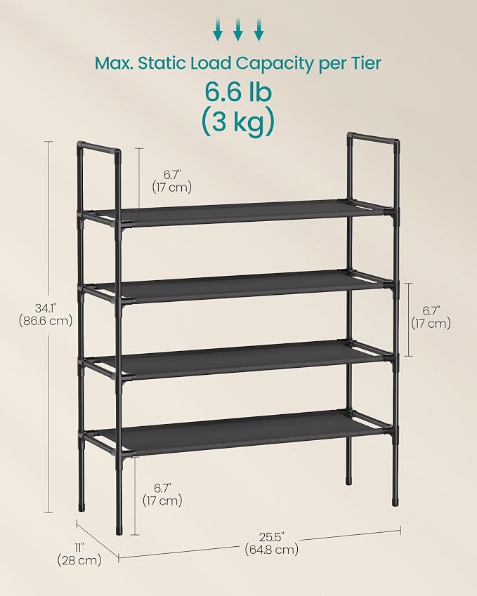SONGMICS 4-Tier Shoe Rack, Shoe Storage - Image 2