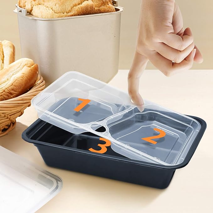 Enther 36oz Meal Prep Containers 20 Pack 3 Compartment - Image 2