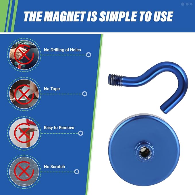 Neosmuk Magnetic Hooks, Heavy Duty 130lb+ Strong Magnet Hook - Image 5