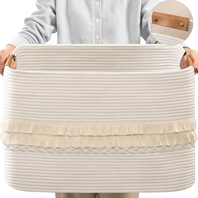 danpinera 108L Large Basket for Living Room, Boho Decorative Basket Organizing by danpinera
