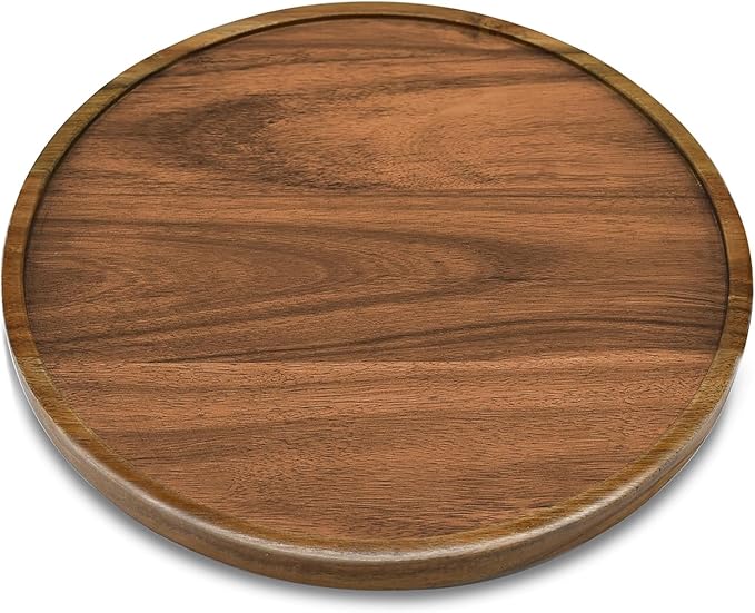 14" Acacia Wood Lazy Susan Organizer Kitchen Turntable - Image 2