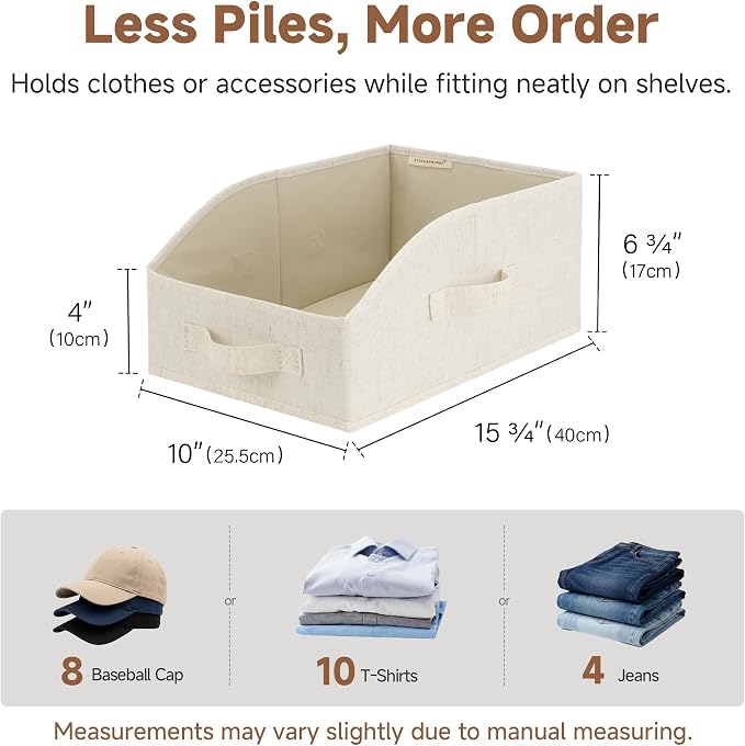 StorageWorks Closet Baskets for Organizing, Trapezoid Storage Bins, Linen - Image 6