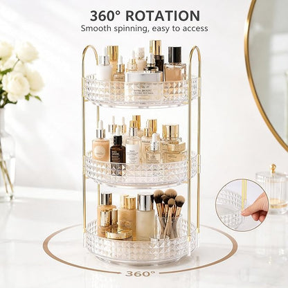 Fangoo 3 Tiers Clear Rotating Makeup Organizer - Image 4