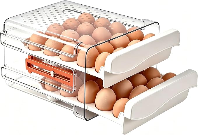Sooyee Egg Holder for Fridge, 2 Drawers 40 Eggs | Eggs Organizer for by Sooyee