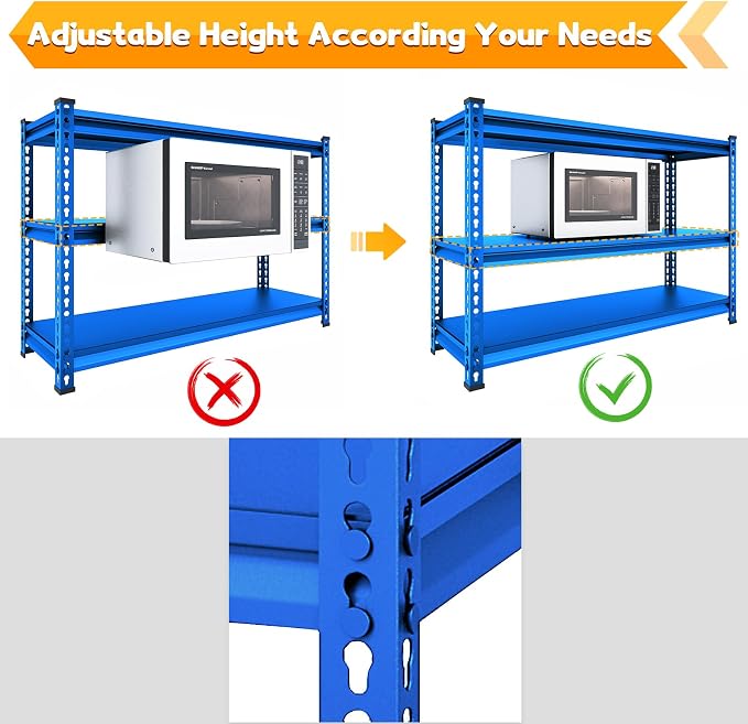 48" W Garage Shelving Heavy Duty, 1500LBS Loads Adjustable Garage Storage - Image 7