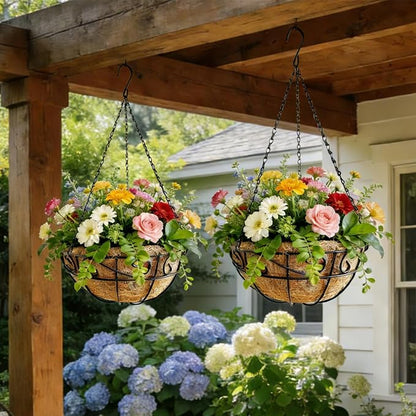 Hanging Planters for Outdoor Plants, 2 Pack 12 inch Wire Hanging Baskets - Image 5