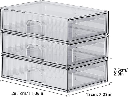 ZHIAI Stackable Storage Drawer, 3 Piece Acrylic Organiser - Image 3