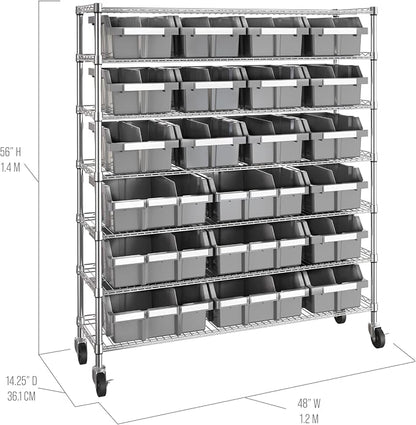 Seville Classics Heavy Duty NSF Bin Rack Solid Steel Wire Shelving Storage Unit - Image 6