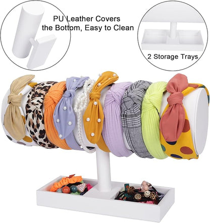 White Leather Headband Holder Organizer Storage Headband Stand Display Baby - Image 2