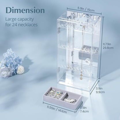 Lolalet Earring Holder Organizer, Acrylic Jewelry Organizer Rotating Clear - Image 5