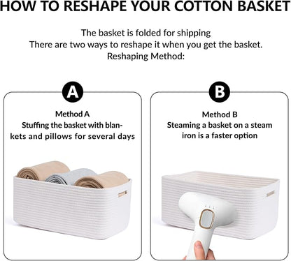 Large Storage Baskets for Organizing, Closet Shelf Baskets for Clothes Blanket - Image 7