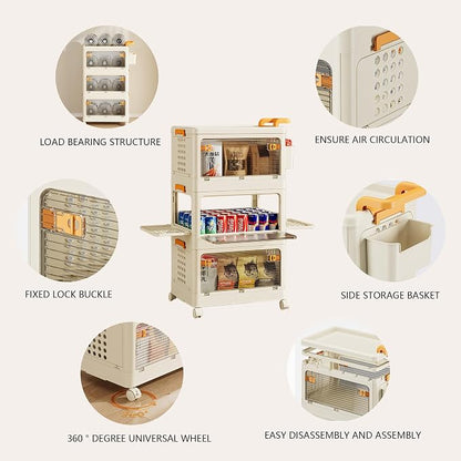 58 QT Storage Bins with Lids, Stackable Rolling Storage Cart with Clear Doors - Image 4