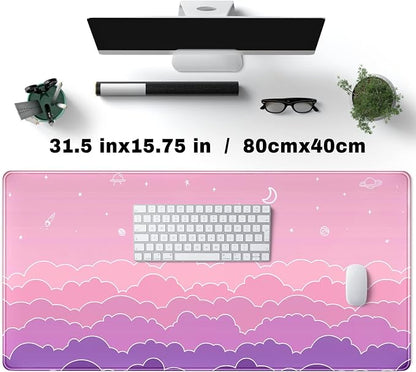 Kawaii Mouse Pad Desk Gaming Accessories Cute Clouds XXL Mouse Pad Pink Anime - Image 2