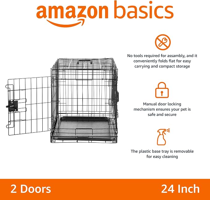 Amazon Basics Durable, Foldable Metal Wire Dog Crate - Image 2