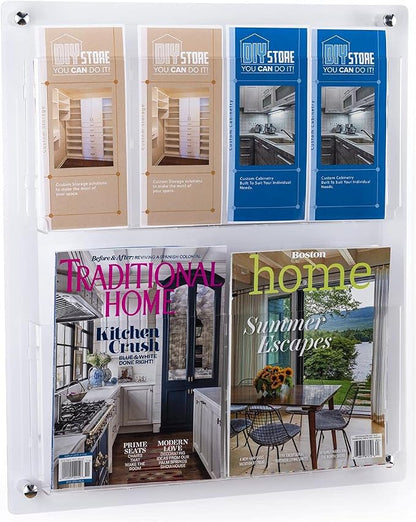 Displays2go Acrylic Literature Holder Wall Mount, 4/8.5" w, 4-8 Pockets by Displays2go